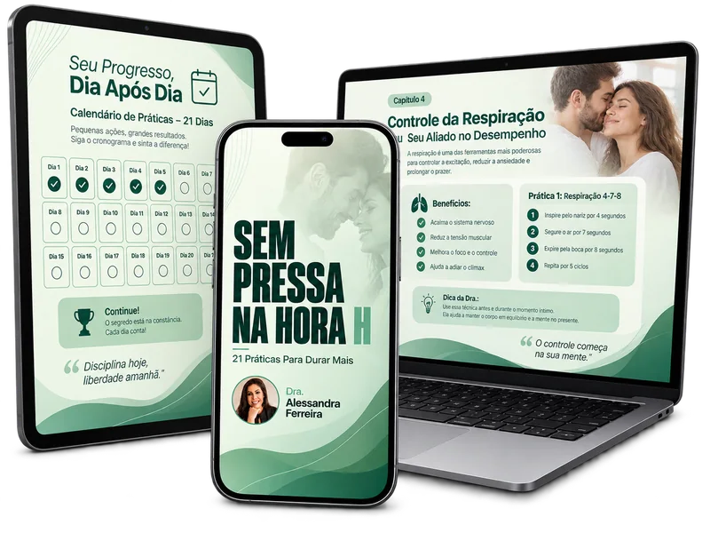 Guia 21 Práticas Para Durar Mais apresentado em celular, tablet e notebook